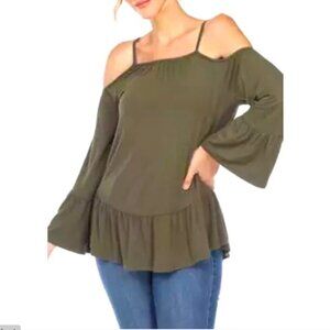 White Mark Olive Green Top Size XL